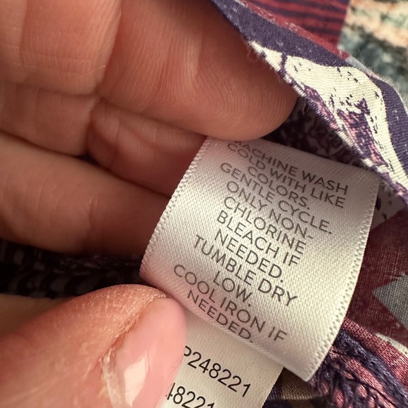 Pure Jill Patchwork Top Womens XL Purple Organic Cotton Boxy Boho Lightweight - Picture 5 of 10